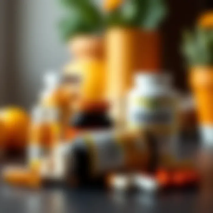 Showcasing Premium Vitamin Brands High-quality vitamin supplements displayed elegantly