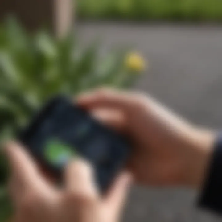 Close-up of a user interacting with a fitness app on a smartphone