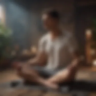 Stress Reduction Techniques for Better Sleep An individual meditating to reduce stress before bedtime