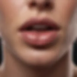 Illustration showing a close-up view of a lip sore with inflammation