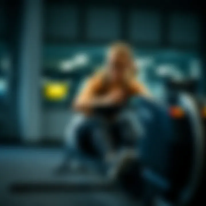 Dynamic Workout Experience User engaging with the Concept 2 rower during a workout session