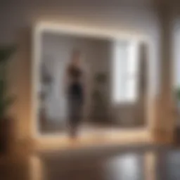 An innovative mirror displaying a virtual workout session
