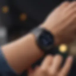 Stylish fitness tracker on a wrist