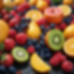 Assorted fresh fruits ready for juicing