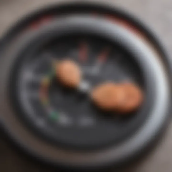 A scale illustrating weight loss progress with a low-carb focus