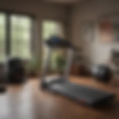 Home Treadmill Setup A modern treadmill set up in a cozy home gym