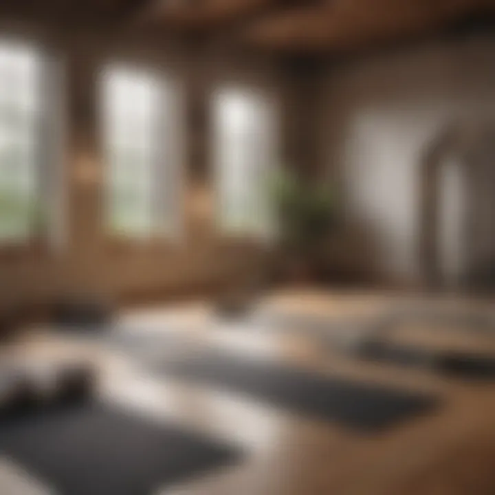 A serene yoga studio with mats laid out for a stretch class