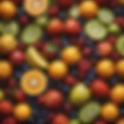 Colorful assortment of fruits rich in potassium