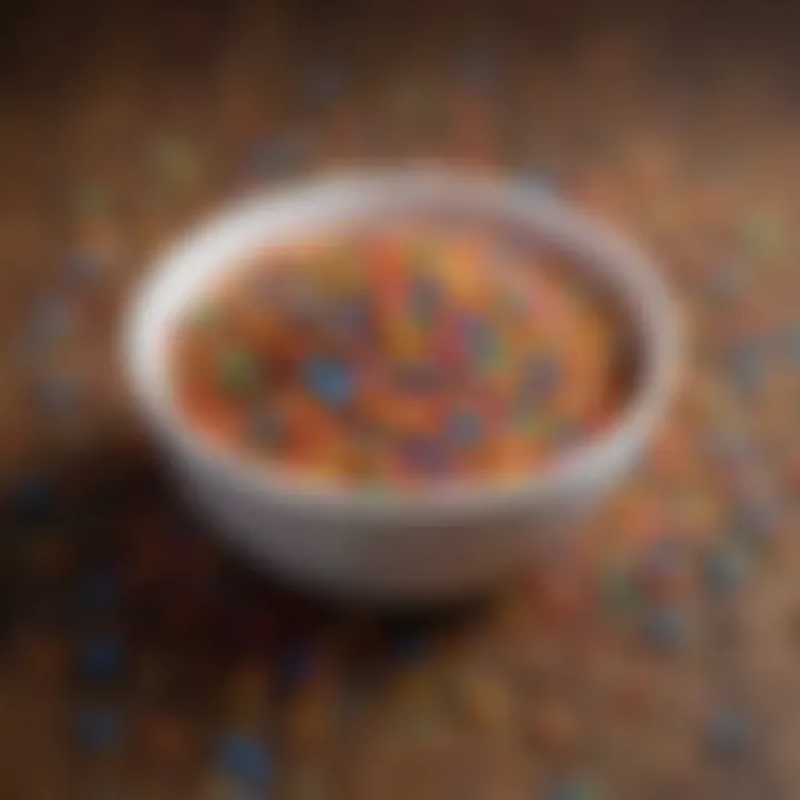 Colorful food sprinkles in a small bowl