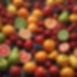 Colorful assortment of fresh fruits rich in potassium and antioxidants