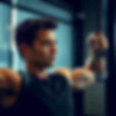 Close-up of an individual using a hanging exercise machine for strength training