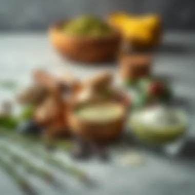 Ingredients for a Healthy Matcha Latte Ingredients for a healthy matcha latte spread out