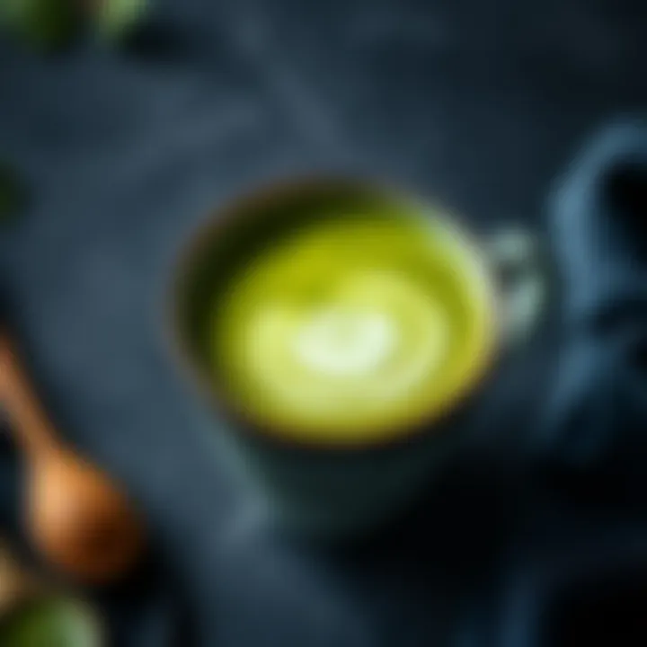 Vibrant Green Matcha Latte Vibrant green matcha latte in a stylish cup
