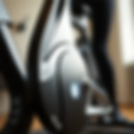 Close-up view of the Health Line Fluid Bike Trainer showcasing its unique design