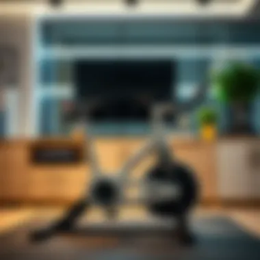 Versatile Setup of the Health Line Fluid Bike Trainer Health Line Fluid Bike Trainer in a home gym setup highlighting its versatility