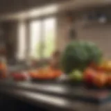 Fresh fruits and vegetables on a kitchen countertop reflecting healthy nutrition.