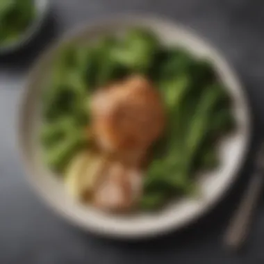 Balanced Meal with Lean Protein and Greens A neatly arranged plate showcasing a portion of grilled chicken and steamed broccoli