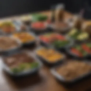 A collection of meal prep containers filled with healthy portions of food