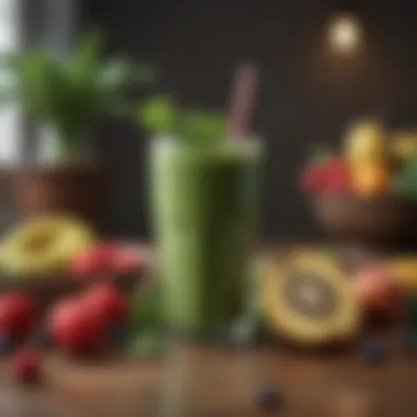 Energizing Fruit and Green Smoothie A visually appealing smoothie crafted with fruits and leafy greens