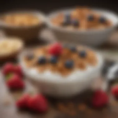 Granola and Yogurt Delight A bowl of hearty granola mixed with yogurt and topped with fresh berries.