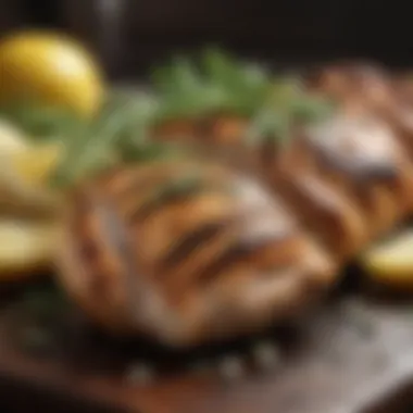 Herb-Infused Grilled Chicken Breast Grilled chicken breast with herbs and lemon