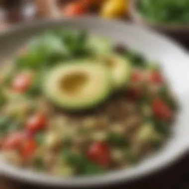 Nutritious Quinoa Salad with Avocado Quinoa salad with fresh greens and avocado