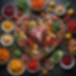 A vibrant assortment of heart-healthy ingredients laid out for meal preparation