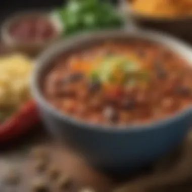 A hearty bean chili filled with assorted beans and vegetables