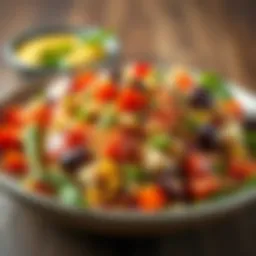 A vibrant quinoa salad packed with colorful vegetables and protein-rich ingredients.