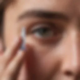 A close-up of a person using a saline nasal spray