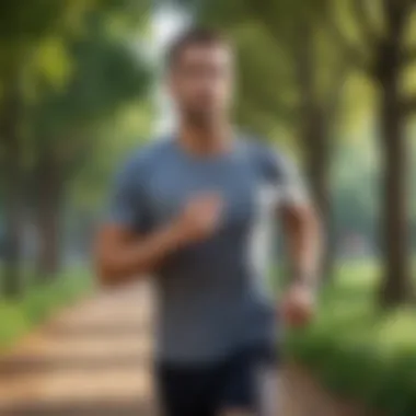 Man jogging in a scenic park