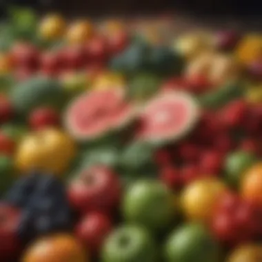 Colorful array of fresh fruits and vegetables