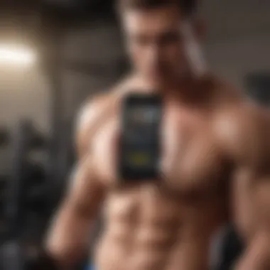 Exploring Workout Plans on a Muscle Building App A detailed interface of a muscle building app showcasing workout plans