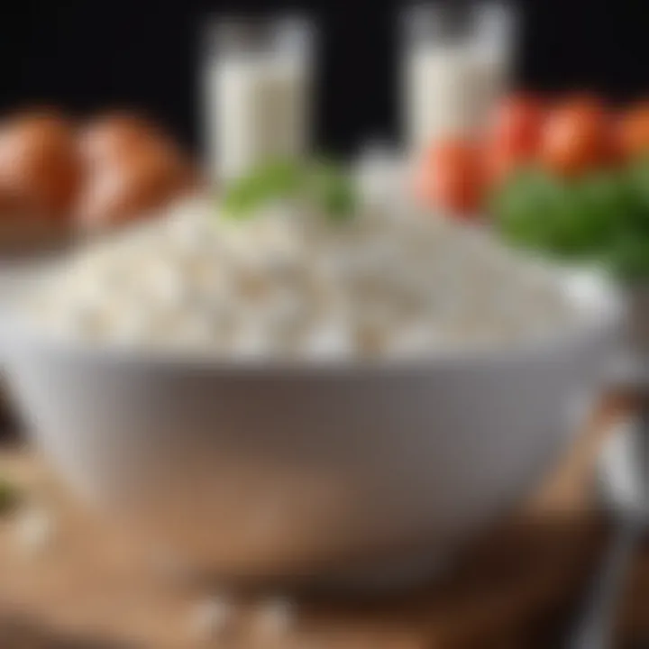 A bowl of cottage cheese showcasing its creamy texture and nutritional richness