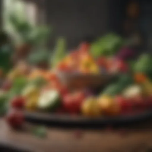 Colorful array of fresh vegetables and fruits representing healthy eating