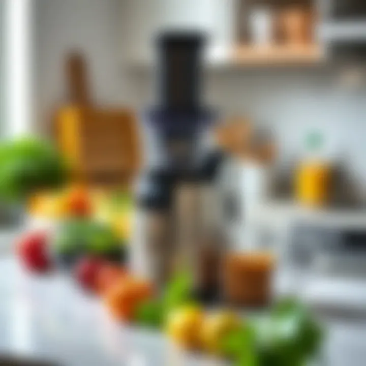 Essential Juicing Equipment Juicer on a kitchen counter with ingredients