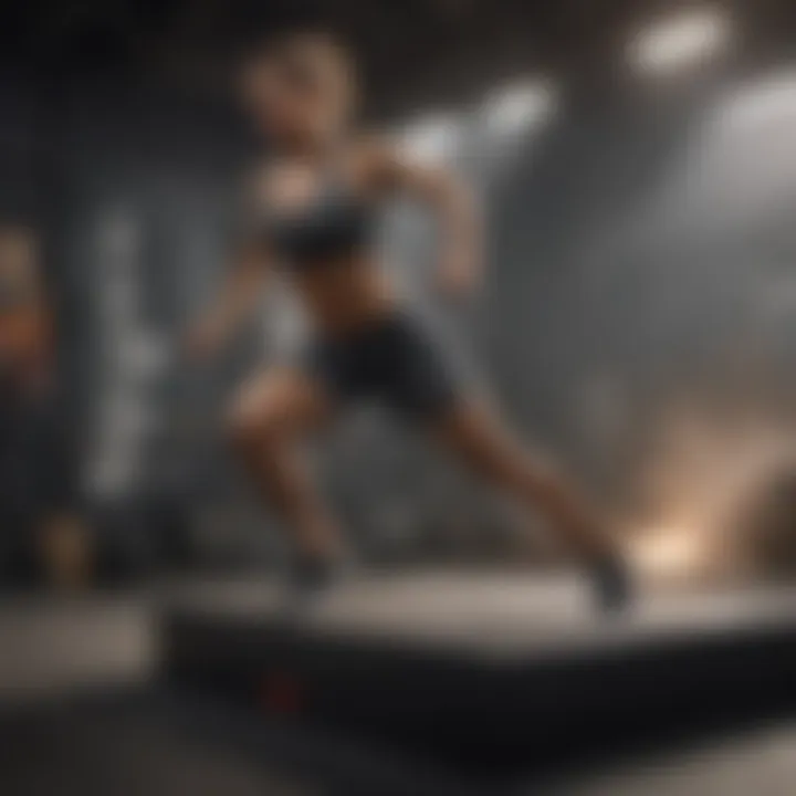 Dynamic jumpbox workout showcasing explosive movements.