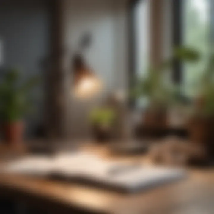 A serene workspace with a notebook for tracking Keto Light progress