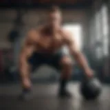 Demonstrating proper kettlebell deadlift form