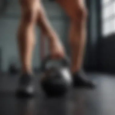 Exploring Variations in Kettlebell Leg Training Variation of kettlebell leg exercises displayed in a gym
