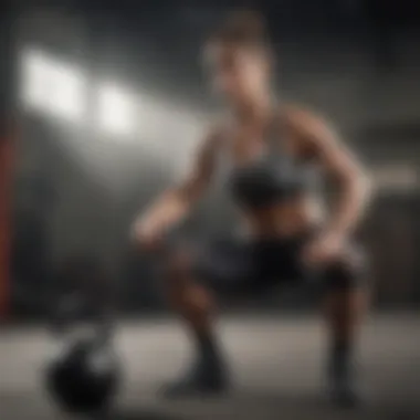 Enhancing Endurance through Kettlebell Lunges Athlete performing kettlebell lunges for leg endurance