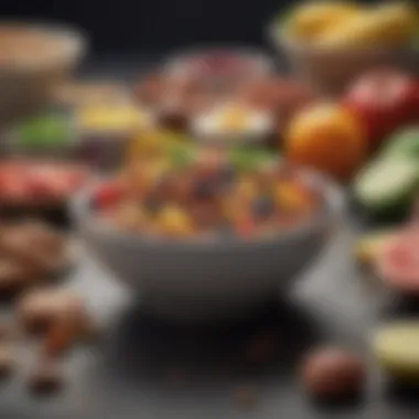 Nutrient Density in Muscle Building Colorful array of nutrient-rich foods arranged aesthetically
