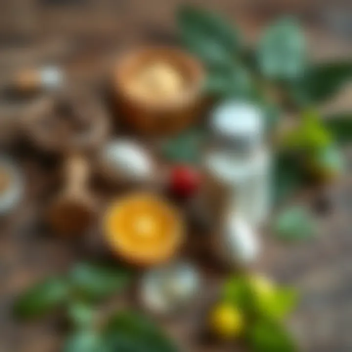 Natural Remedies for Poison Ivy Relief Natural remedies laid out on a wooden surface for poison ivy treatment