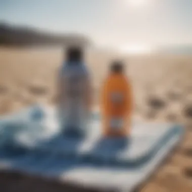 Hydrating after-sun lotion on a beach towel