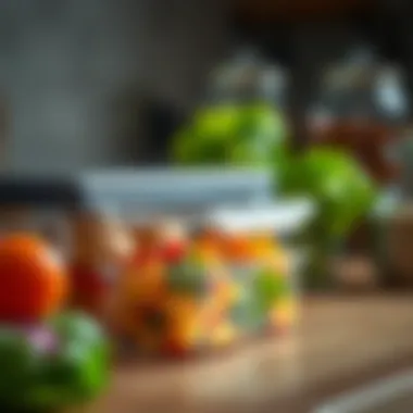 Sealing in Freshness A close-up of a meal prep sealer in action, sealing a container.