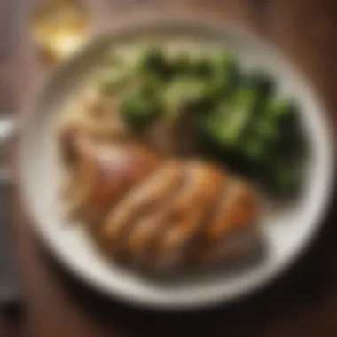 Plate featuring grilled chicken with quinoa and steamed broccoli