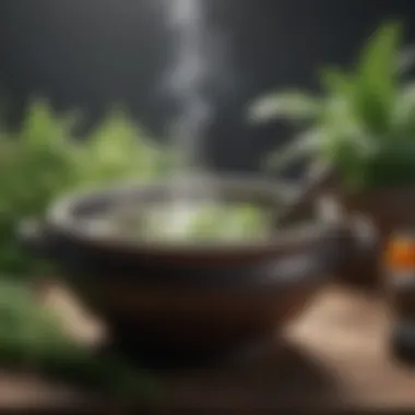 Herbal Steam Therapy A steaming bowl of herbal remedy for nasal relief