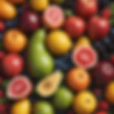 Fruits for Heart Health A colorful assortment of fruits beneficial for heart health