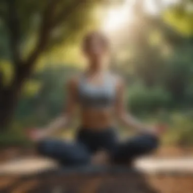 An individual practicing yoga in a peaceful outdoor setting