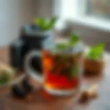 Calming herbal tea infusion with fresh ingredients